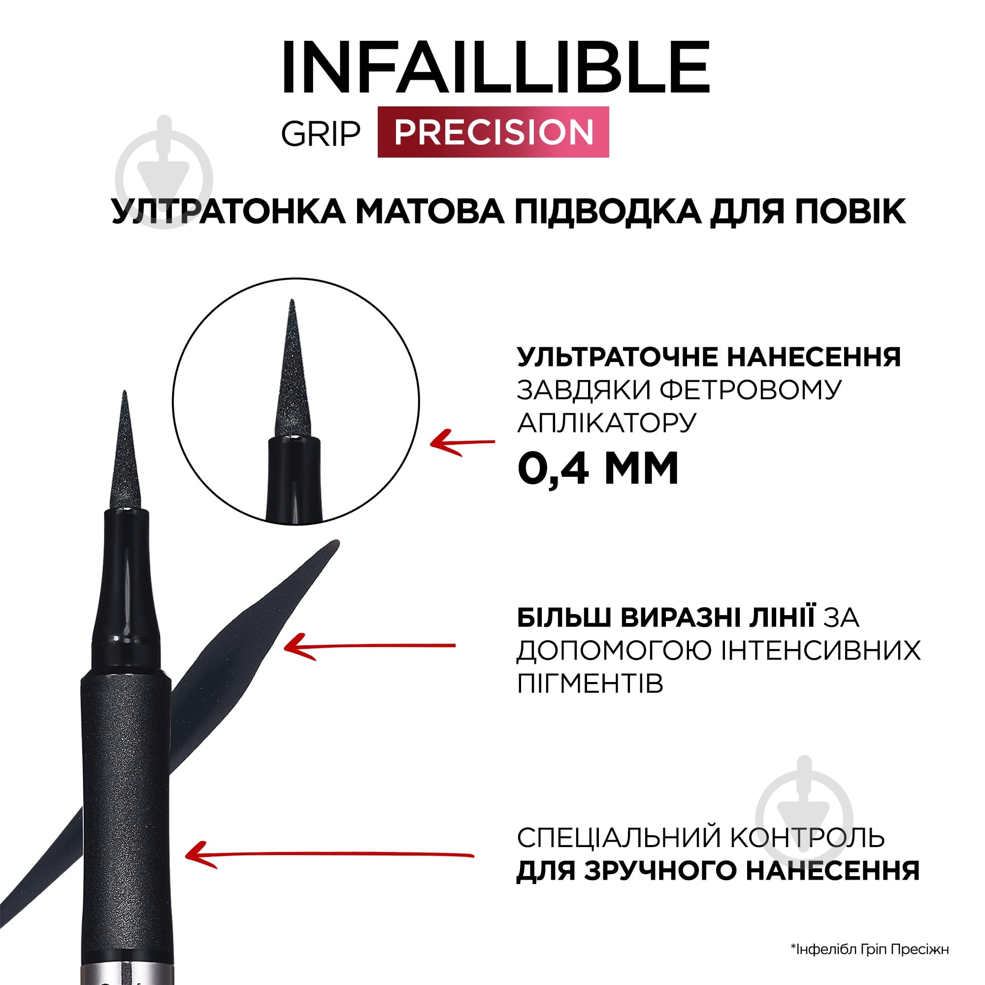 Підводка-фломастер L'Oreal Paris Infallible Ультратонка матова Black 9 г - фото 2