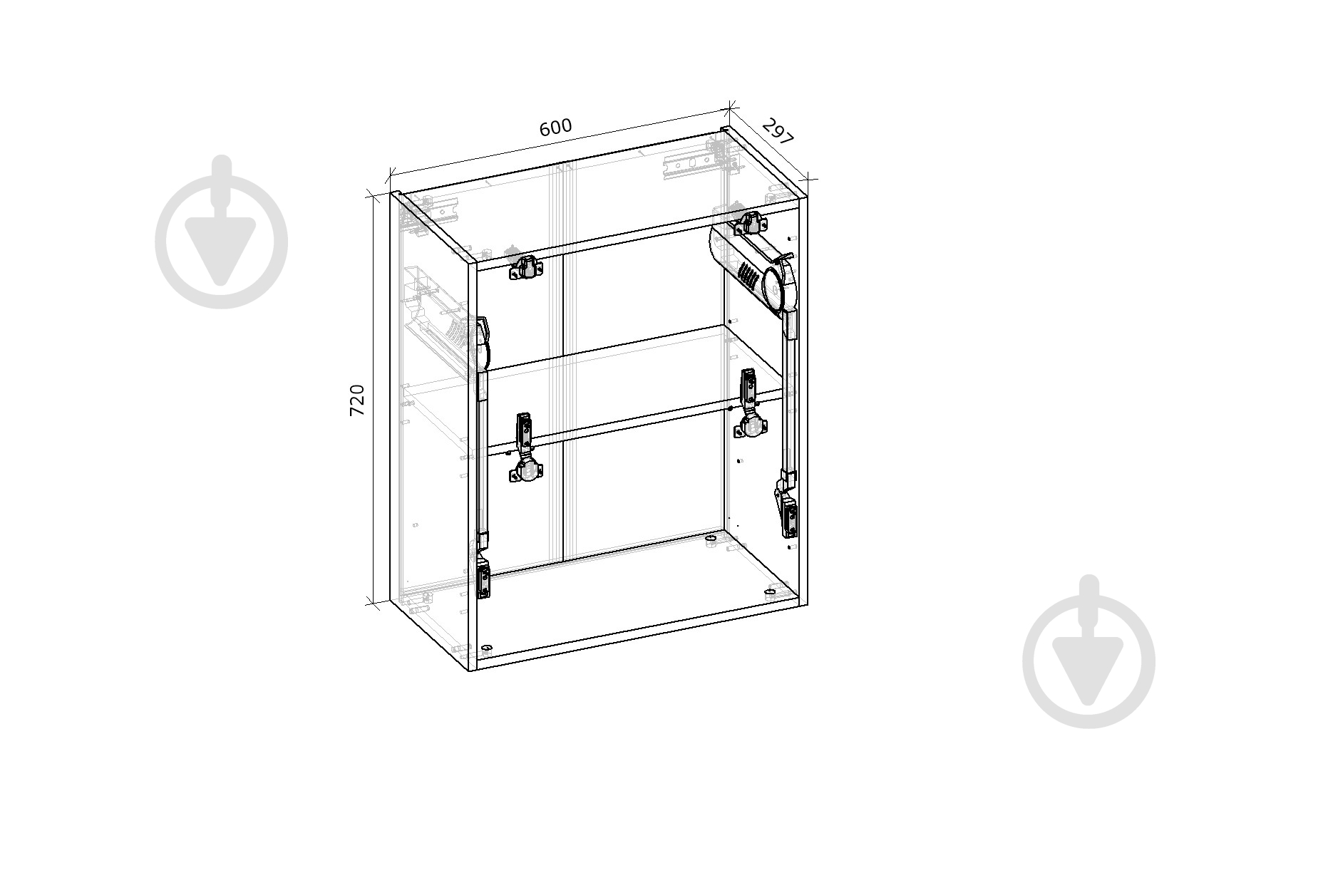 Шкаф верхний Грейд с подъемником HF-22 Оптимум 600x720x297 мм белый - фото 2