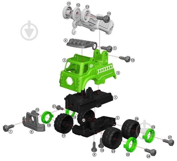 Машинка DIY Spatial Creativity Зеленый кран CJ-1614185 - фото 4 Машинка DIY Spatial Creativity Зеленый кран CJ-1614185 - фото 4