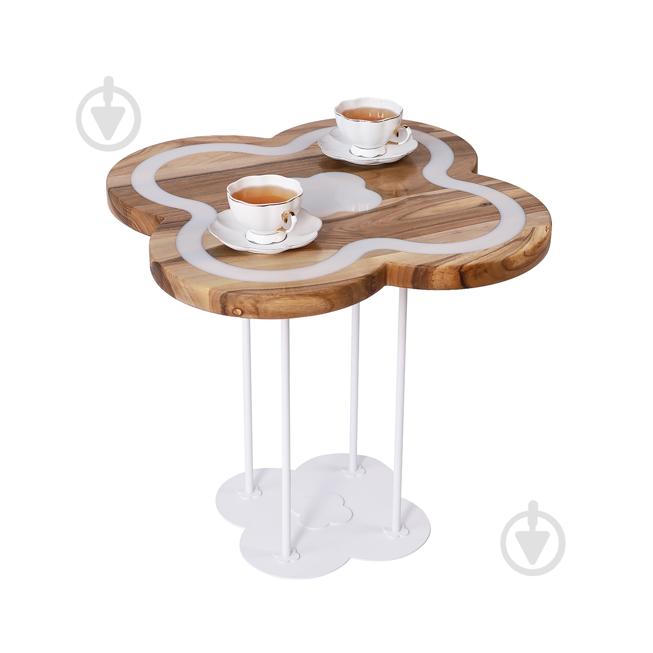 Стіл журнальний Білий Агат 650x650x540 мм білий/ горіх - фото 1 Стіл журнальний Білий Агат 650x650x540 мм білий/ горіх - фото 1