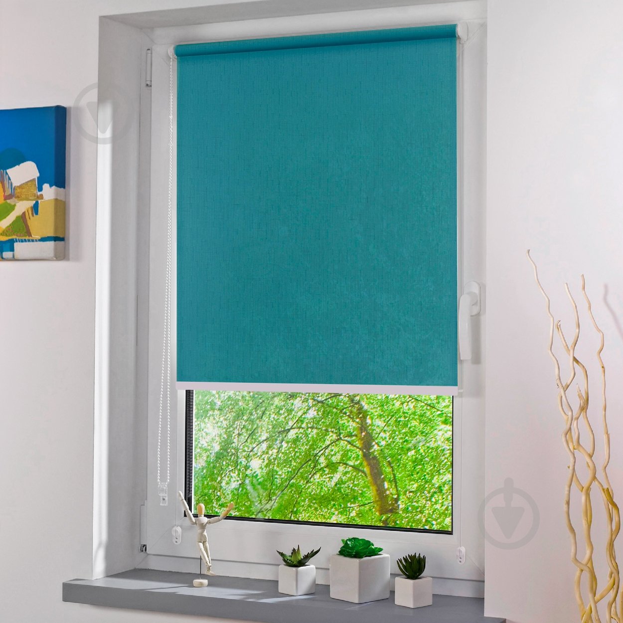 Ролета мини Rollotex LEN с фиксацией под наклон аквамариновая 41x240 см - фото 2 Ролета мини Rollotex LEN с фиксацией под наклон аквамариновая 41x240 см - фото 2