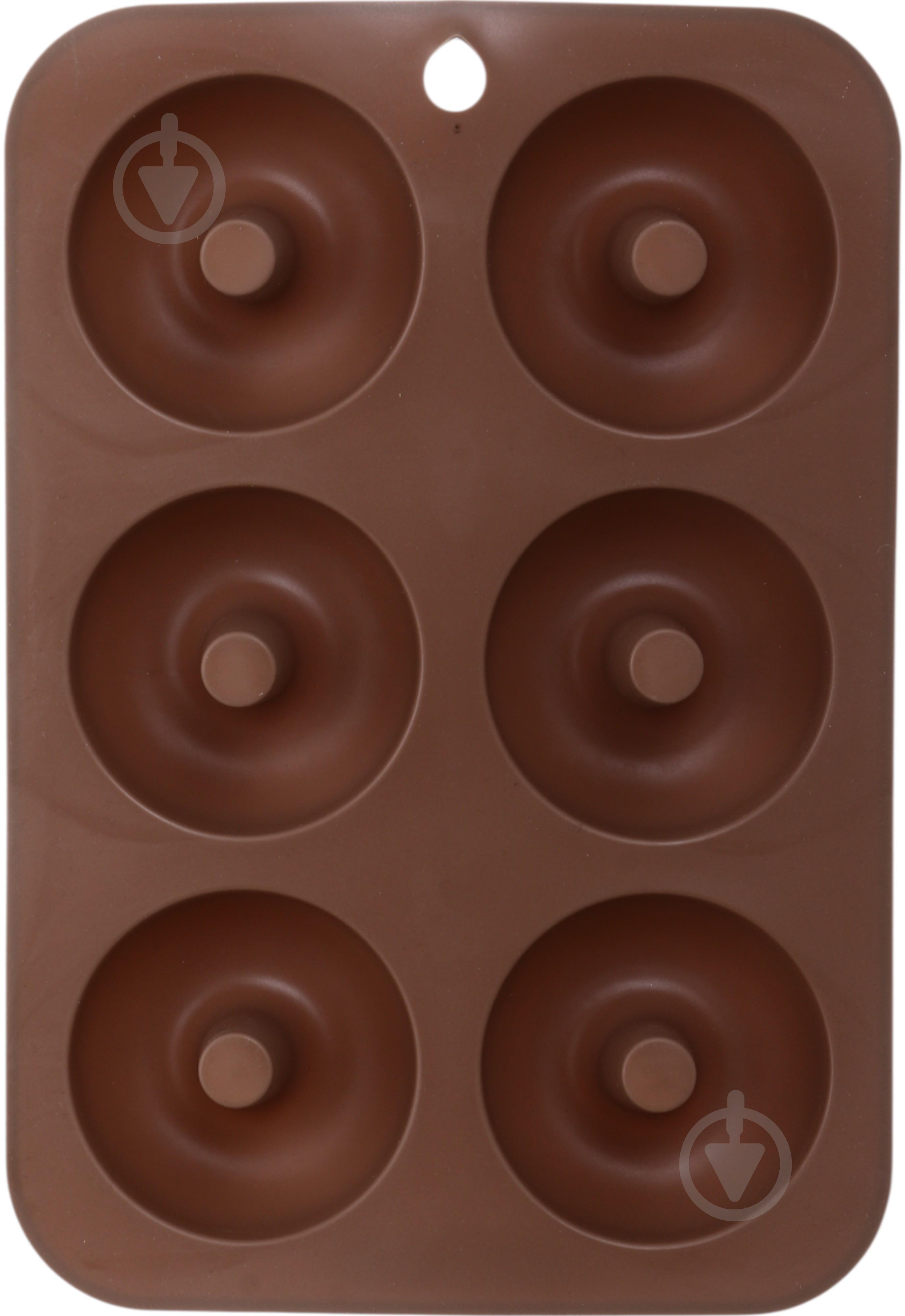 Форма для випікання Smart Kitchen by Flamberg пончиків з втулкою на 6шт Peach&Brown series 26х18х2,5 см персиковийх - фото 3