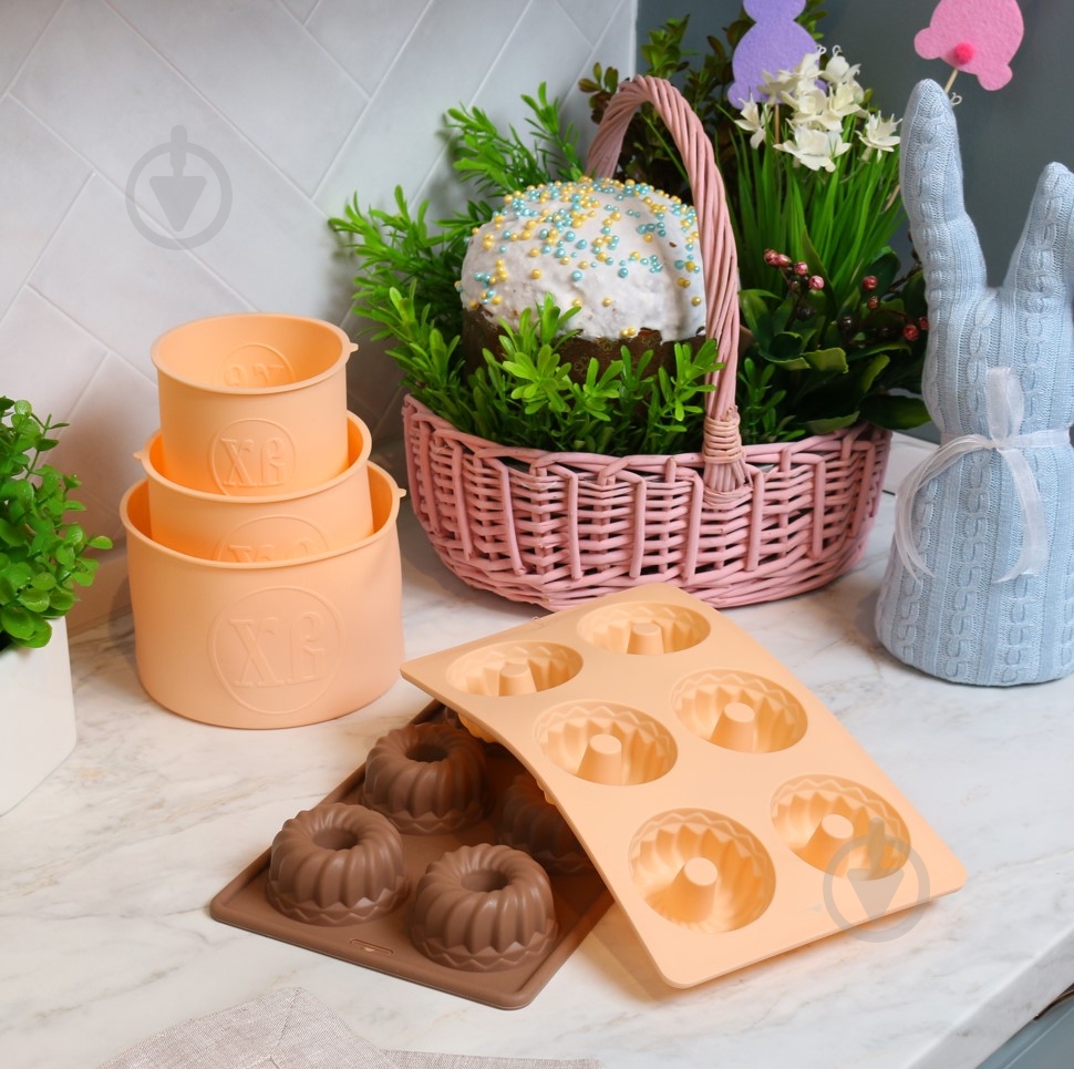Форма для кексів Smart Kitchen by Flamberg з втулкою на 6 шт Peach&Brown series 27х16,3х3 см коричневий - фото 2