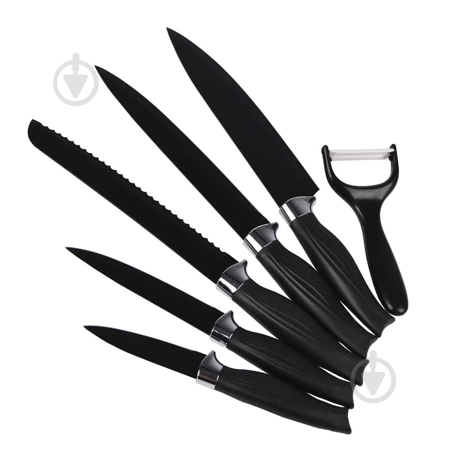 Набір Supretto ножів 5 шт. з овочечисткою чорний (8299) - фото 1