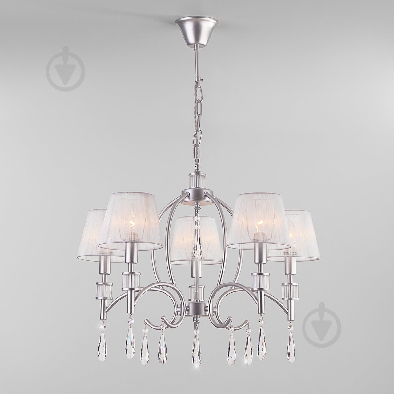 ВИТРИНА! Люстра подвесная Strotskis Capri 5x40 Вт E14 серебряный 60092/5 - фото 1