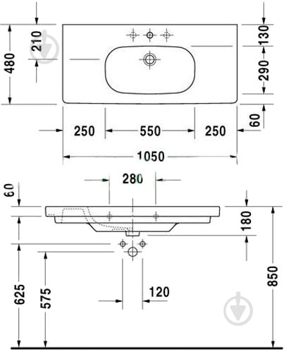 Умывальник DURAVIT Dcode 105x48 см - фото 2