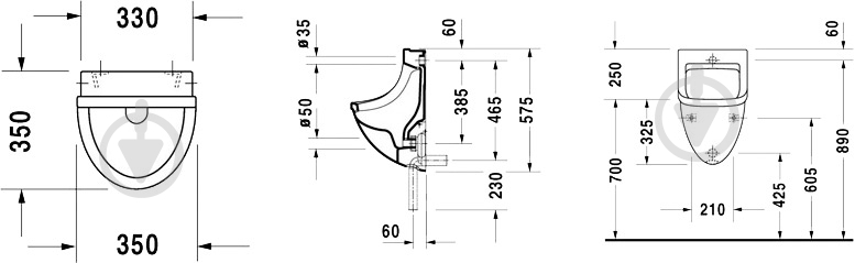 Пісуар DURAVIT Starck 3 0821350000 - фото 2 Пісуар DURAVIT Starck 3 0821350000 - фото 2