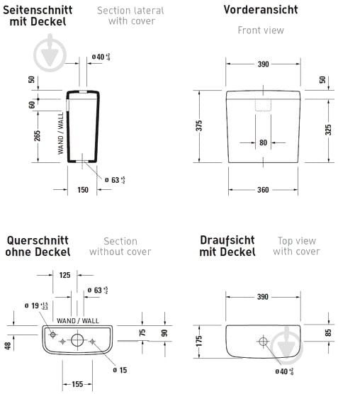 Бачок для унітаза DURAVIT D-Code 0927100004 - фото 2