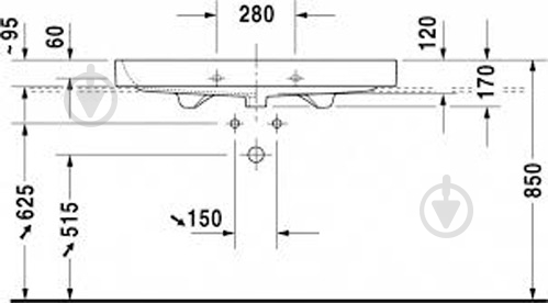 Умывальник DURAVIT Happy D 2 105 см 2318100000 - фото 2