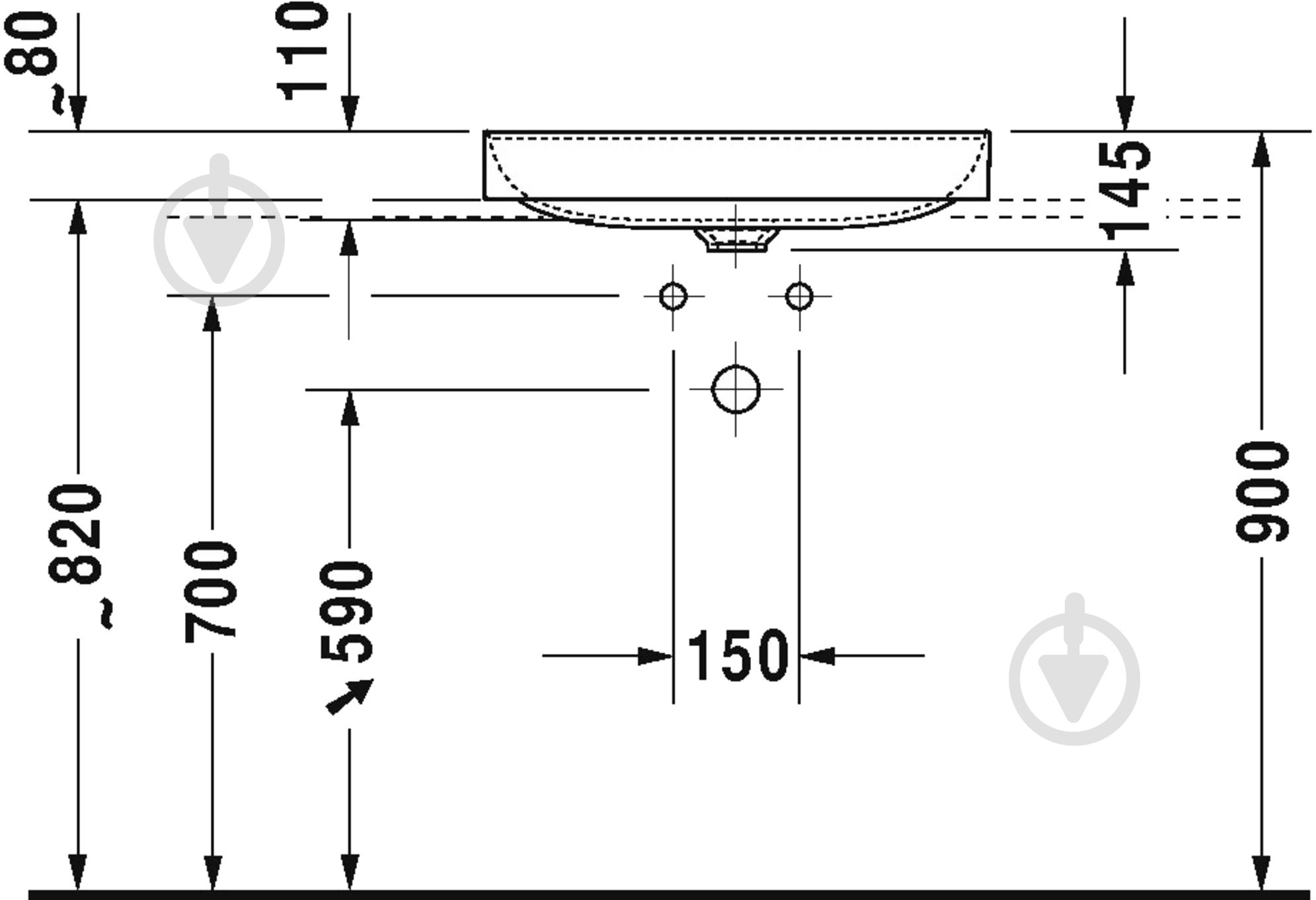 Умывальник DURAVIT Durasquare 60x47 см - фото 3