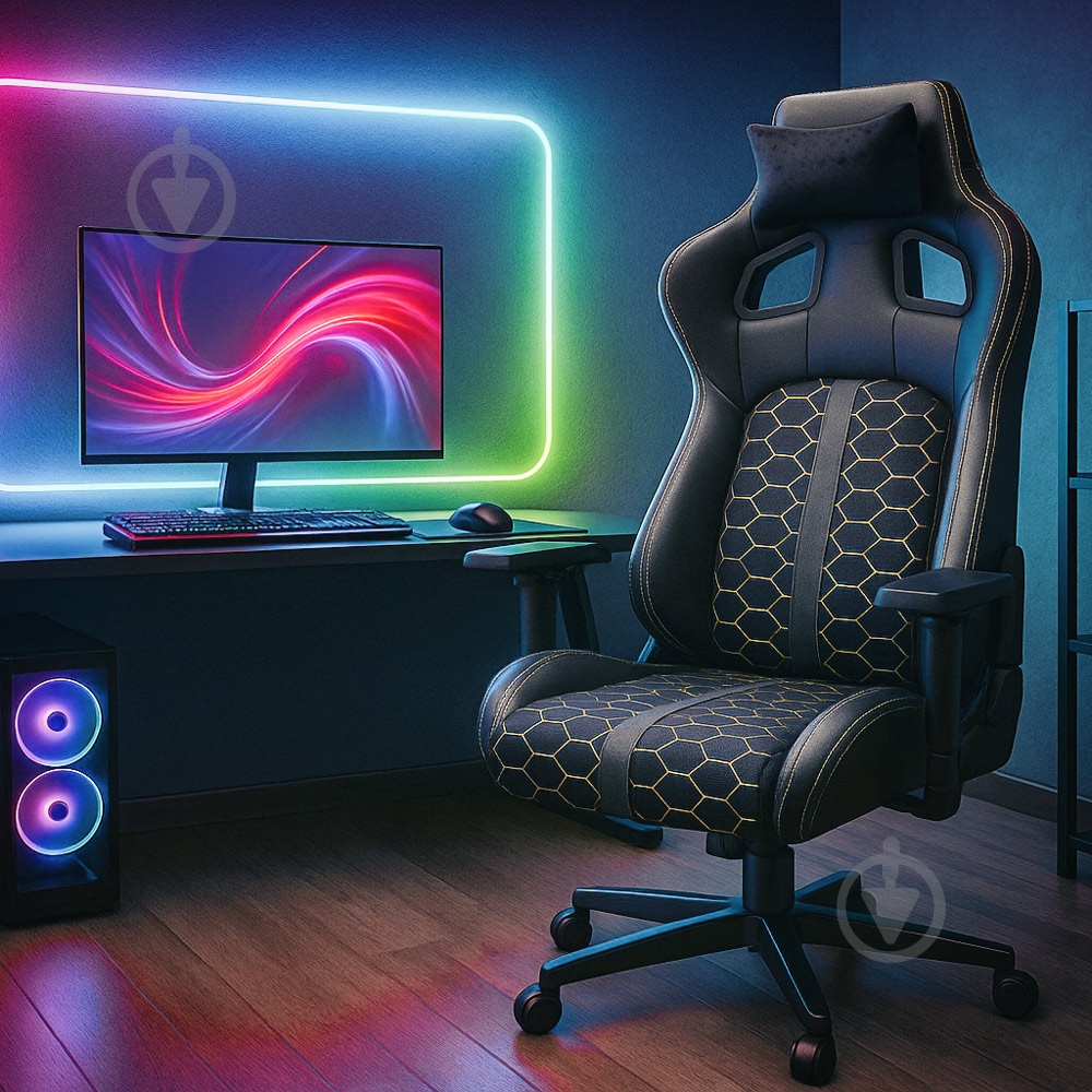 Кресло игровое Cyberlux Hermes Fabric золотой/черный - фото 2