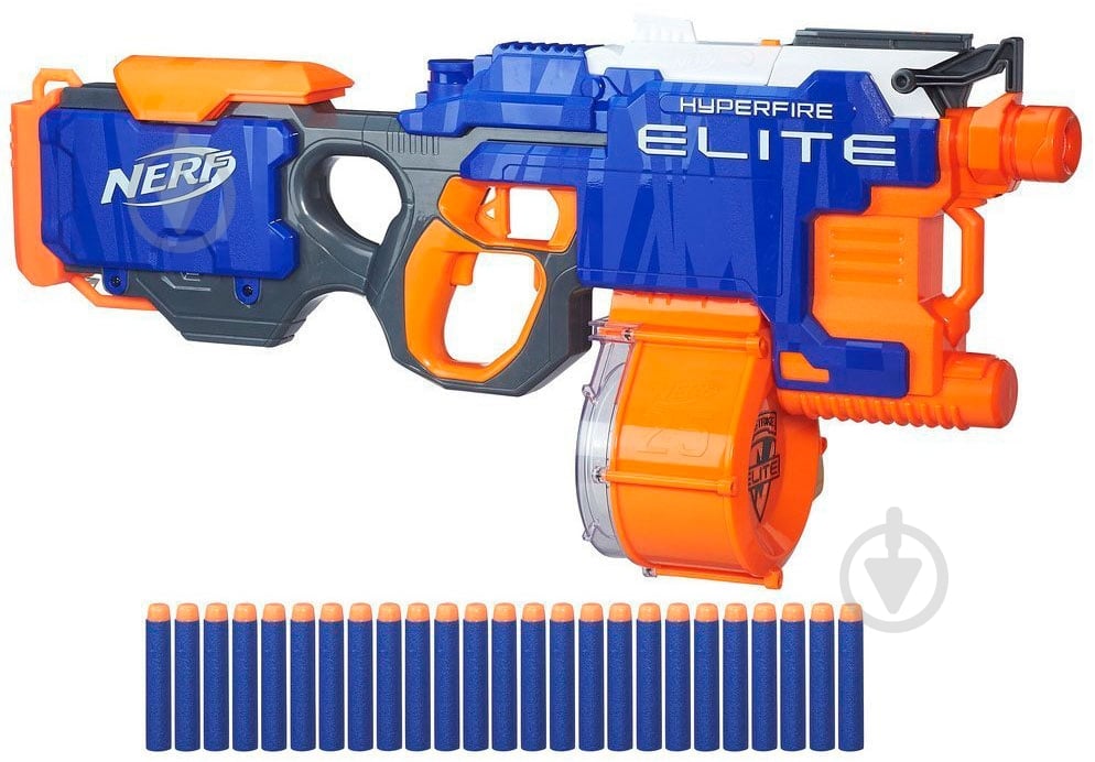 Бластер Hasbro Nerf Элит Хайперфайр B5573 - фото 1 Бластер Hasbro Nerf Элит Хайперфайр B5573 - фото 1