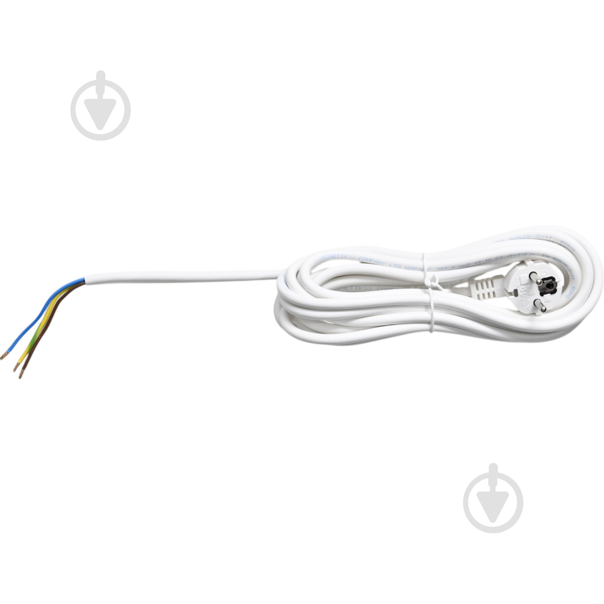 Шнур мережевий з вилкою Magnetik H05VV-F 3x1,0 L-5000 мм білий мідь - фото 1