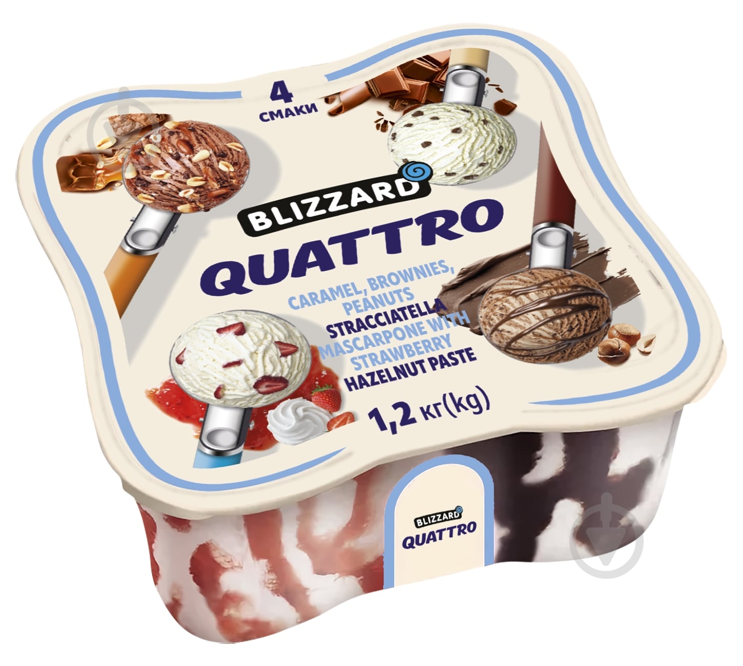 Мороженое Blizzard КВАТРО 4 Вкуса 1,2 кг - фото 1 Мороженое Blizzard КВАТРО 4 Вкуса 1,2 кг - фото 1