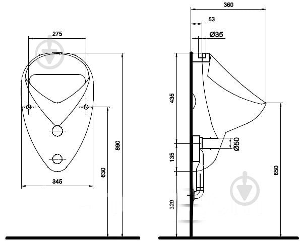 Пісуар Kolo Nova Pro 26000000 - фото 2 Пісуар Kolo Nova Pro 26000000 - фото 2