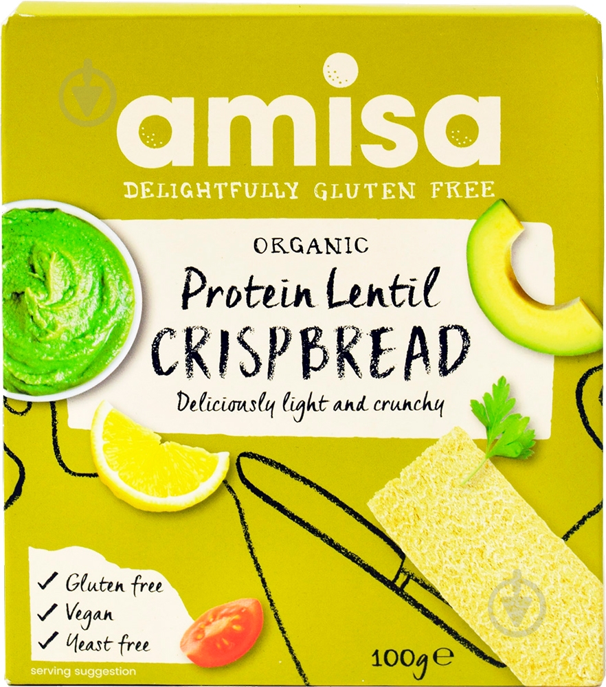 Хлібці AMISA з Сочевицею Органік 100 г (8000019521255) - фото 1