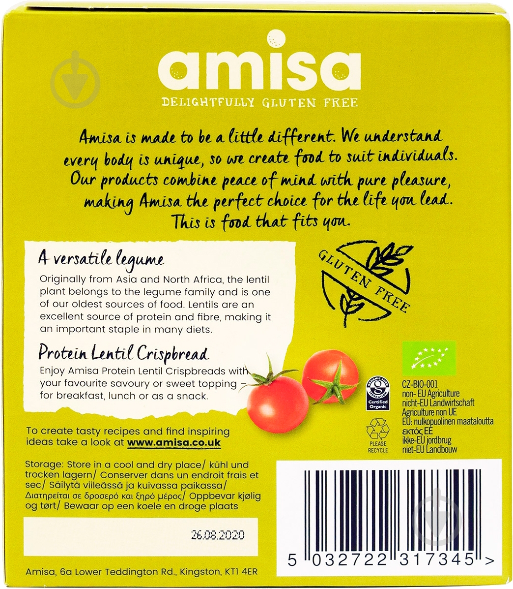 Хлібці AMISA з Сочевицею Органік 100 г (8000019521255) - фото 2