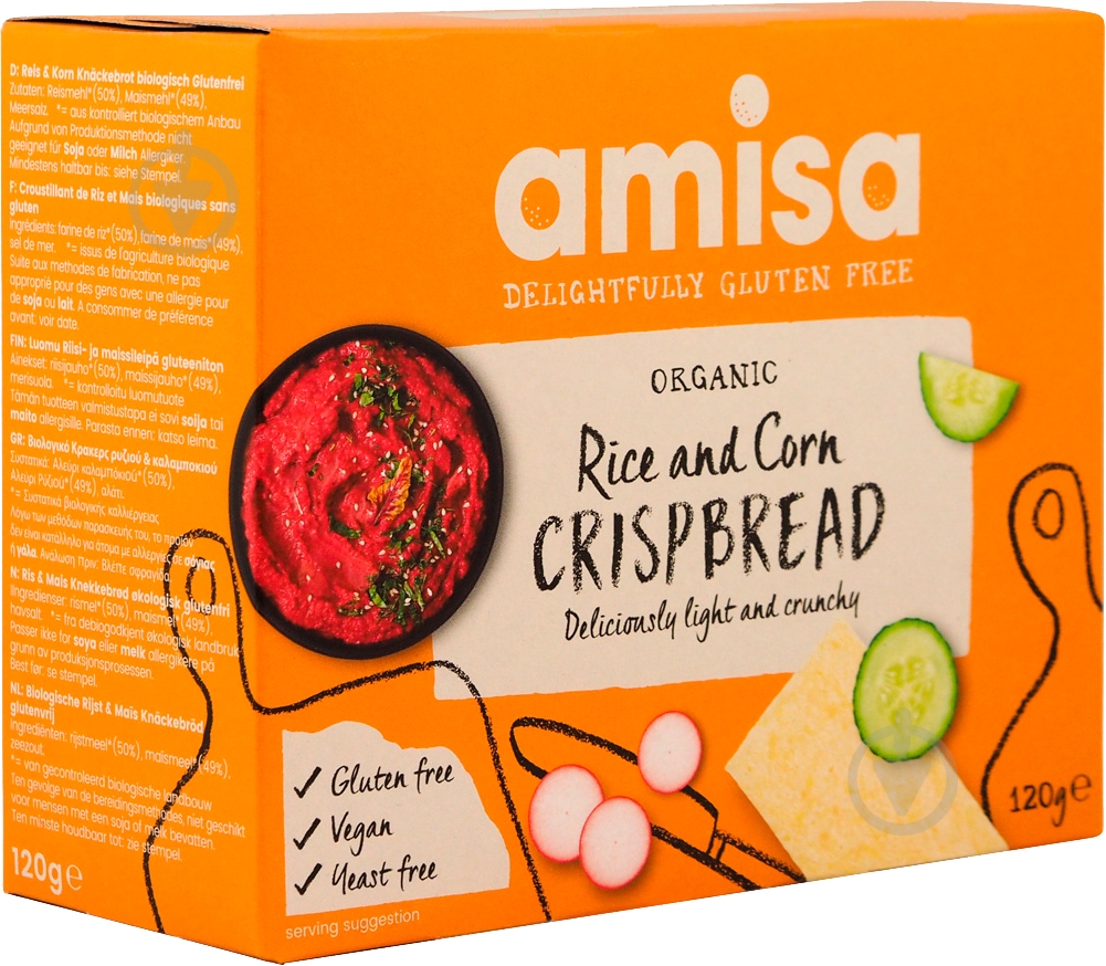 Хлібці AMISA Рисово-Кукурудзяні Органік 120 г (8000019521253) - фото 2 Хлібці AMISA Рисово-Кукурудзяні Органік 120 г (8000019521253) - фото 2