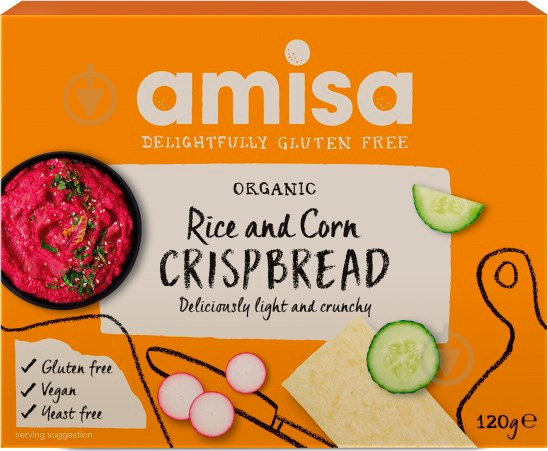 Хлібці AMISA Рисово-Кукурудзяні Органік 120 г (8000019521253) - фото 1 Хлібці AMISA Рисово-Кукурудзяні Органік 120 г (8000019521253) - фото 1