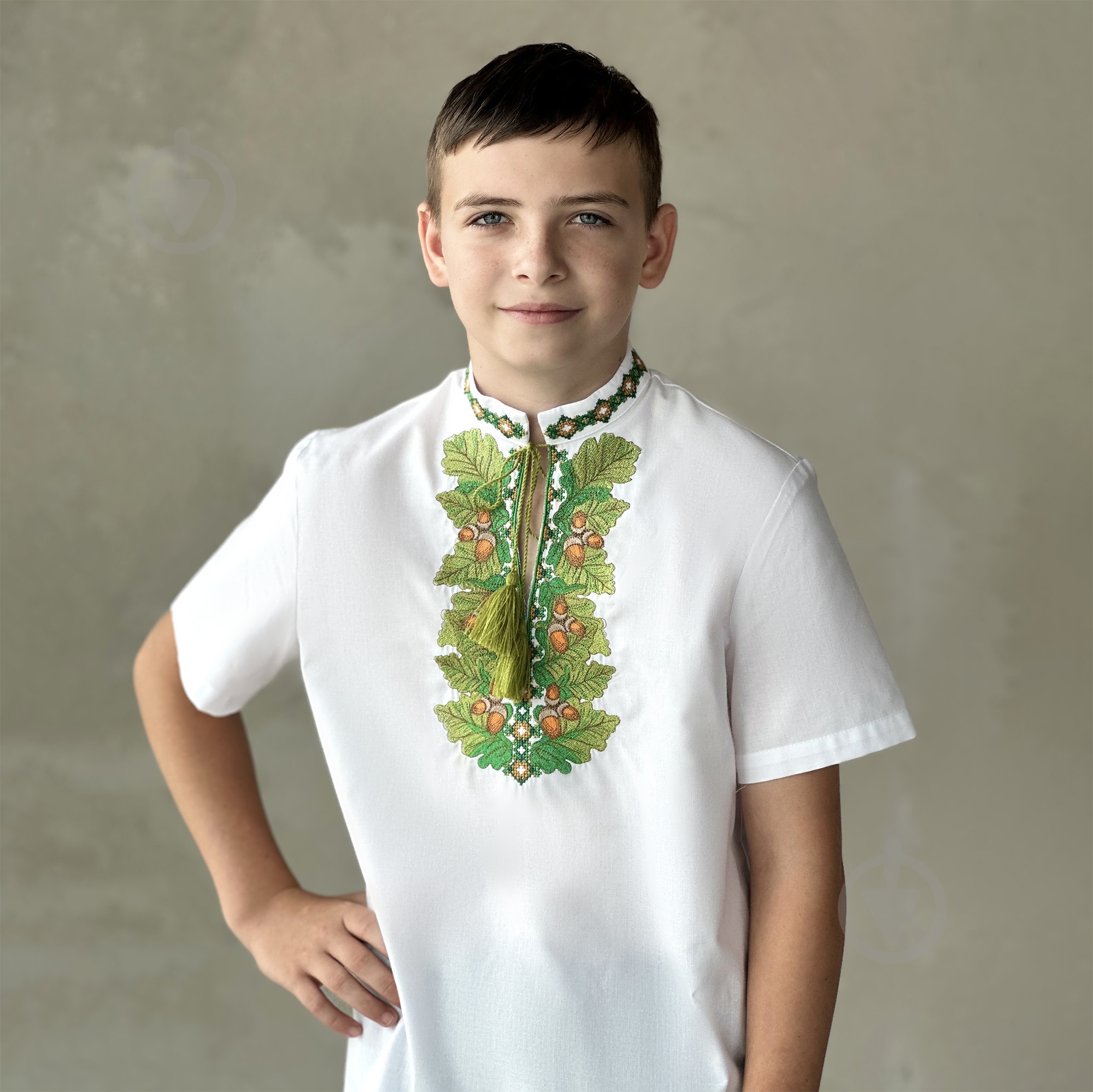 Вышиванка для мальчиков Эдельвика р.140 белый 388-25/09 - фото 1