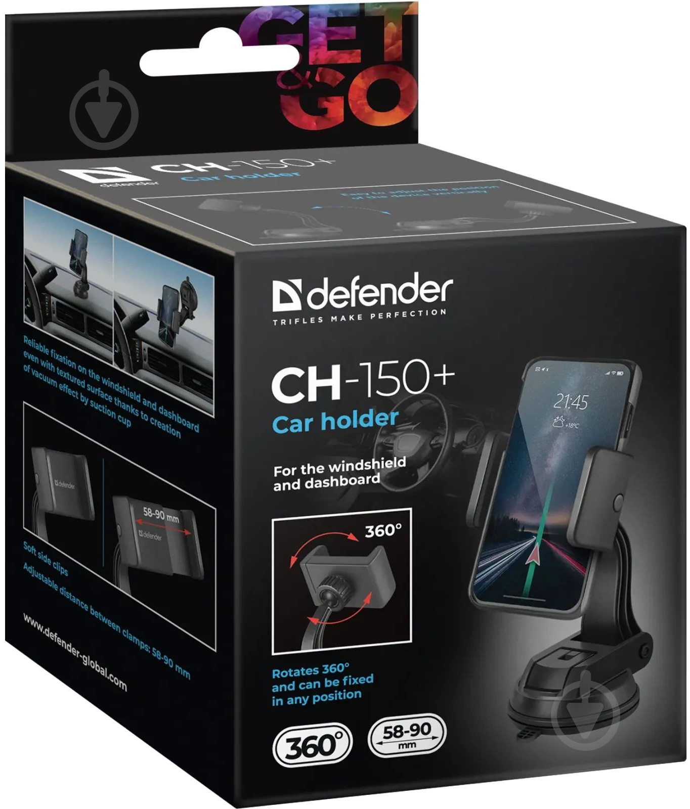 Автотримач Defender CH-150+ 58-90 мм (29150) чорний - фото 12 Автотримач Defender CH-150+ 58-90 мм (29150) чорний - фото 12