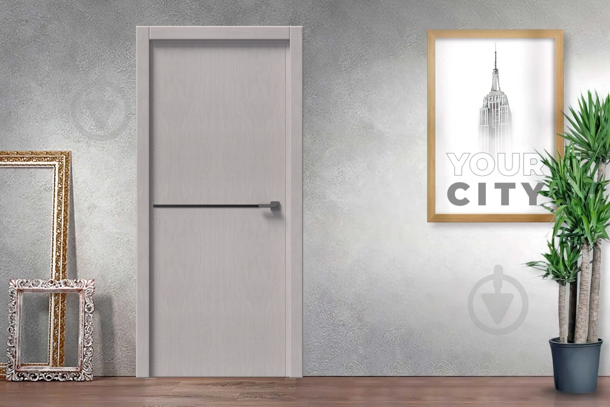 Дверное полотно IN WOOD ET-02 ПГ с черным молдингом и кромкой 700 мм белый структурный - фото 2