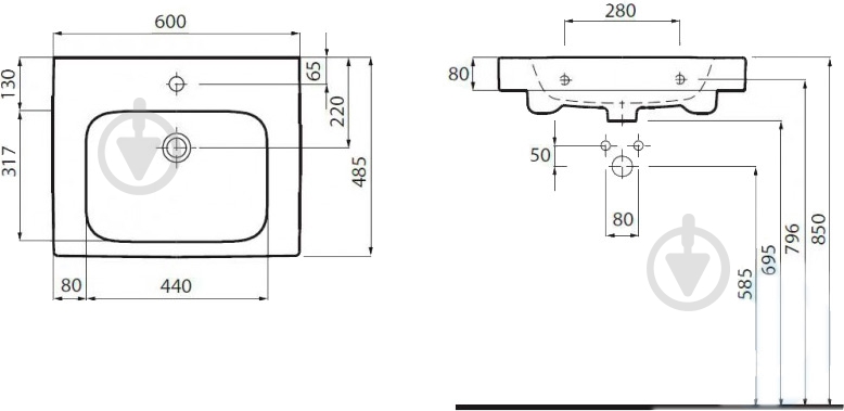 Умывальник Kolo Modo 60 см L31960000 - фото 2
