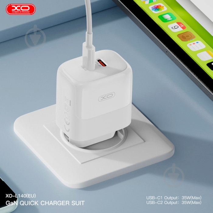 Сетевое зарядное устройство Xo L140 2xUSB-C PD35W White (L140_WHITE) - фото 4 Сетевое зарядное устройство Xo L140 2xUSB-C PD35W White (L140_WHITE) - фото 4