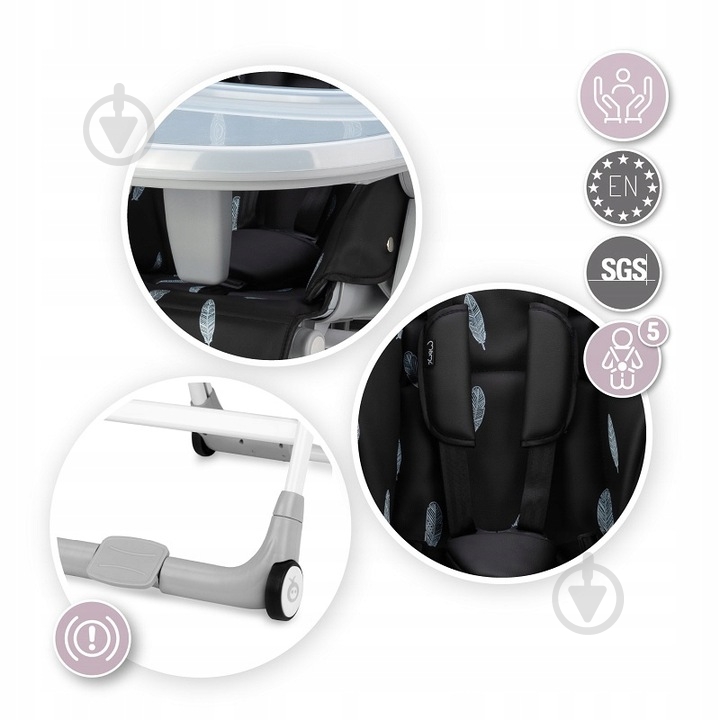 Стільчик для годування MoMi Luxuria black - фото 3 Стільчик для годування MoMi Luxuria black - фото 3