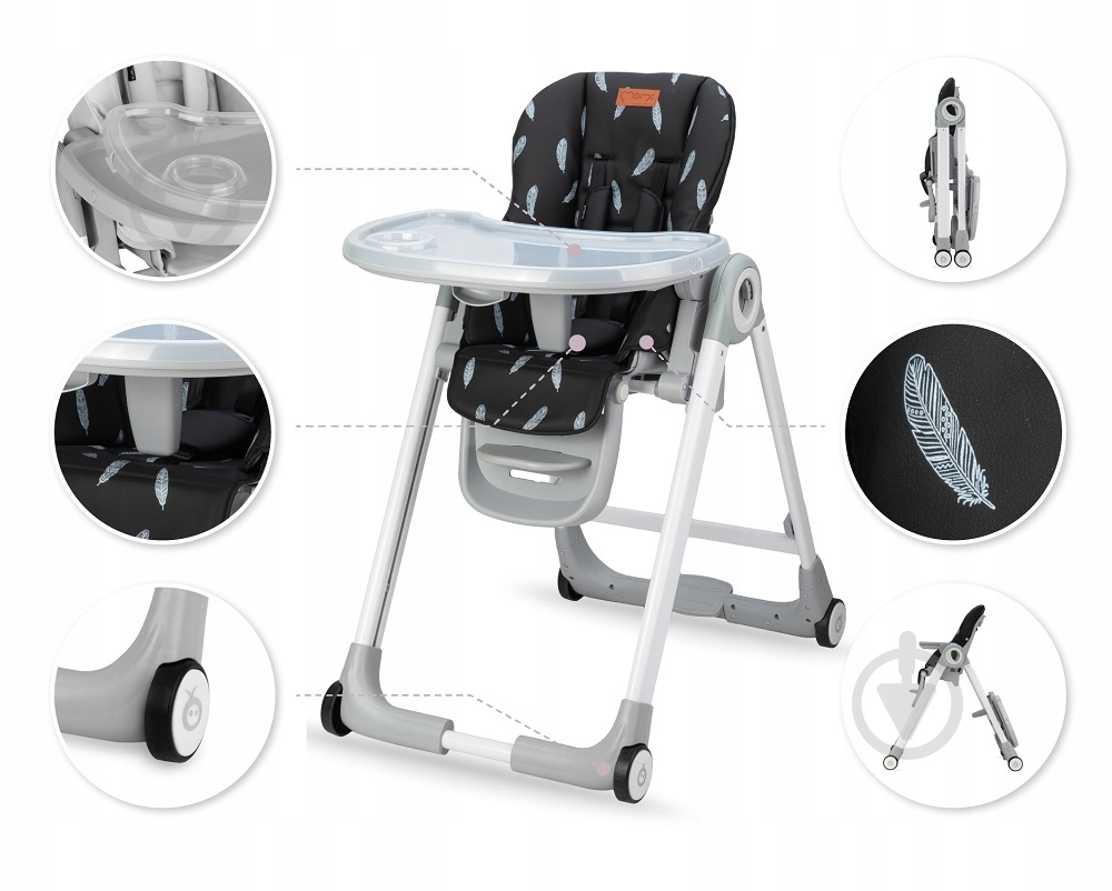 Стільчик для годування MoMi Luxuria black - фото 4 Стільчик для годування MoMi Luxuria black - фото 4