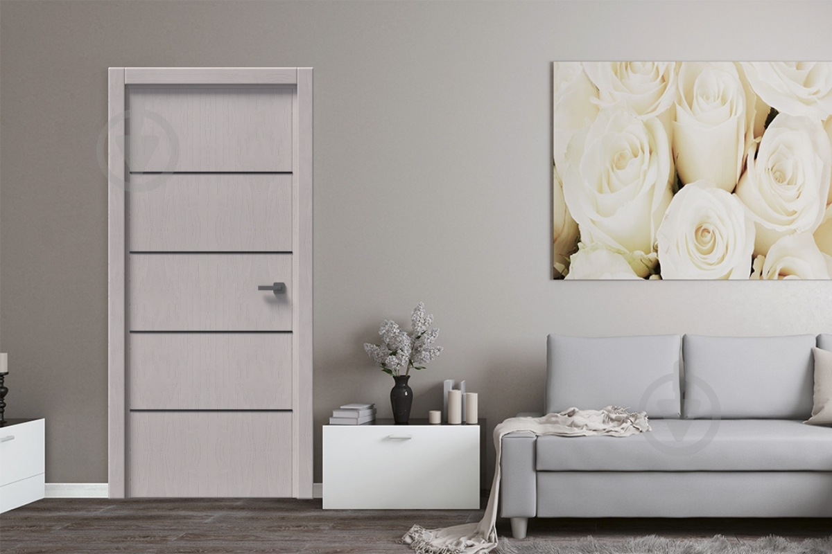 Дверне полотно IN WOOD ET-04 ПГ із чорним молдингом і кромкою 700 мм білий структурний - фото 2