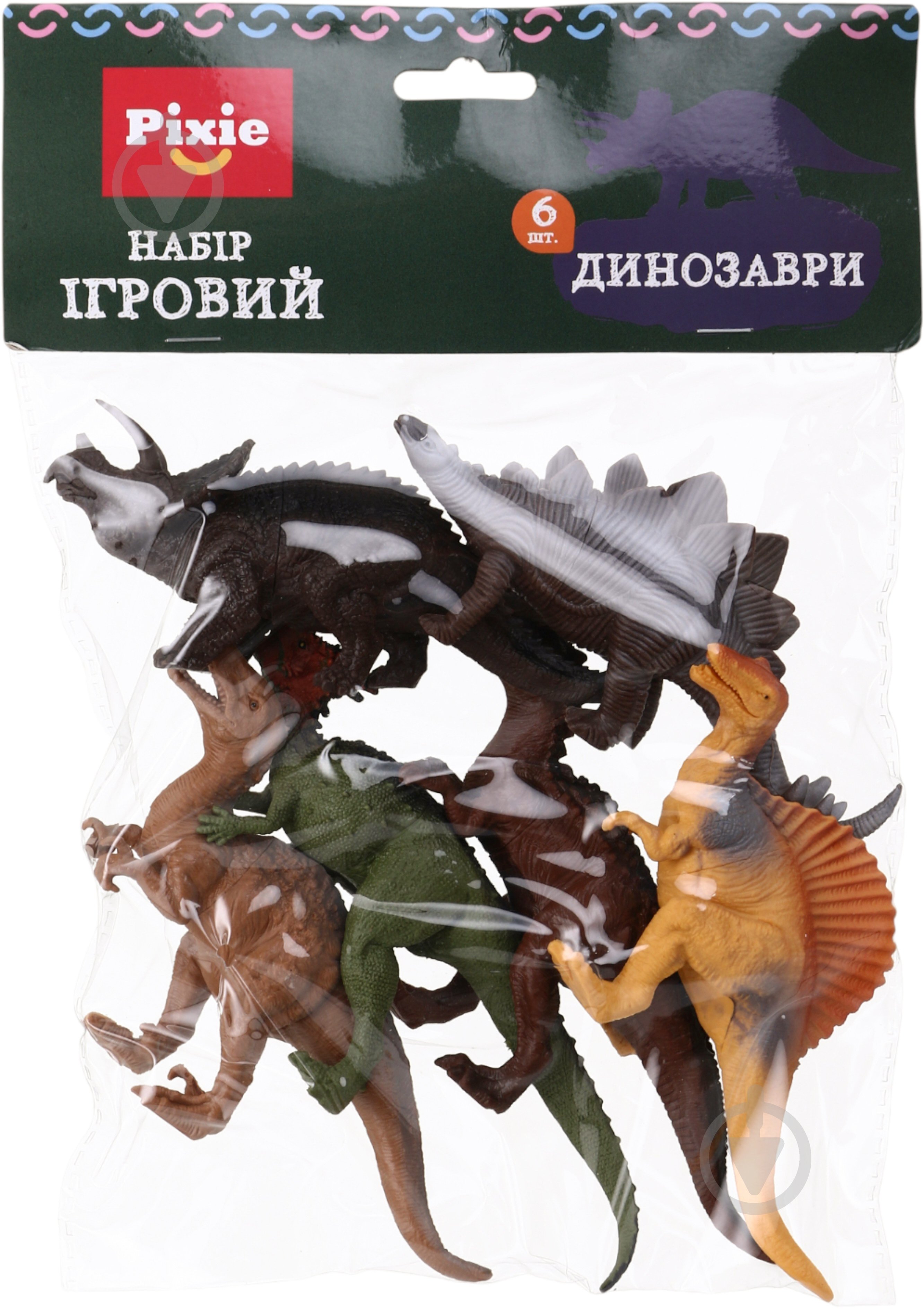 Игровой набор PIXIE динозавры 6 шт. 21х30х4 см пластик YX-PK056-3 - фото 1