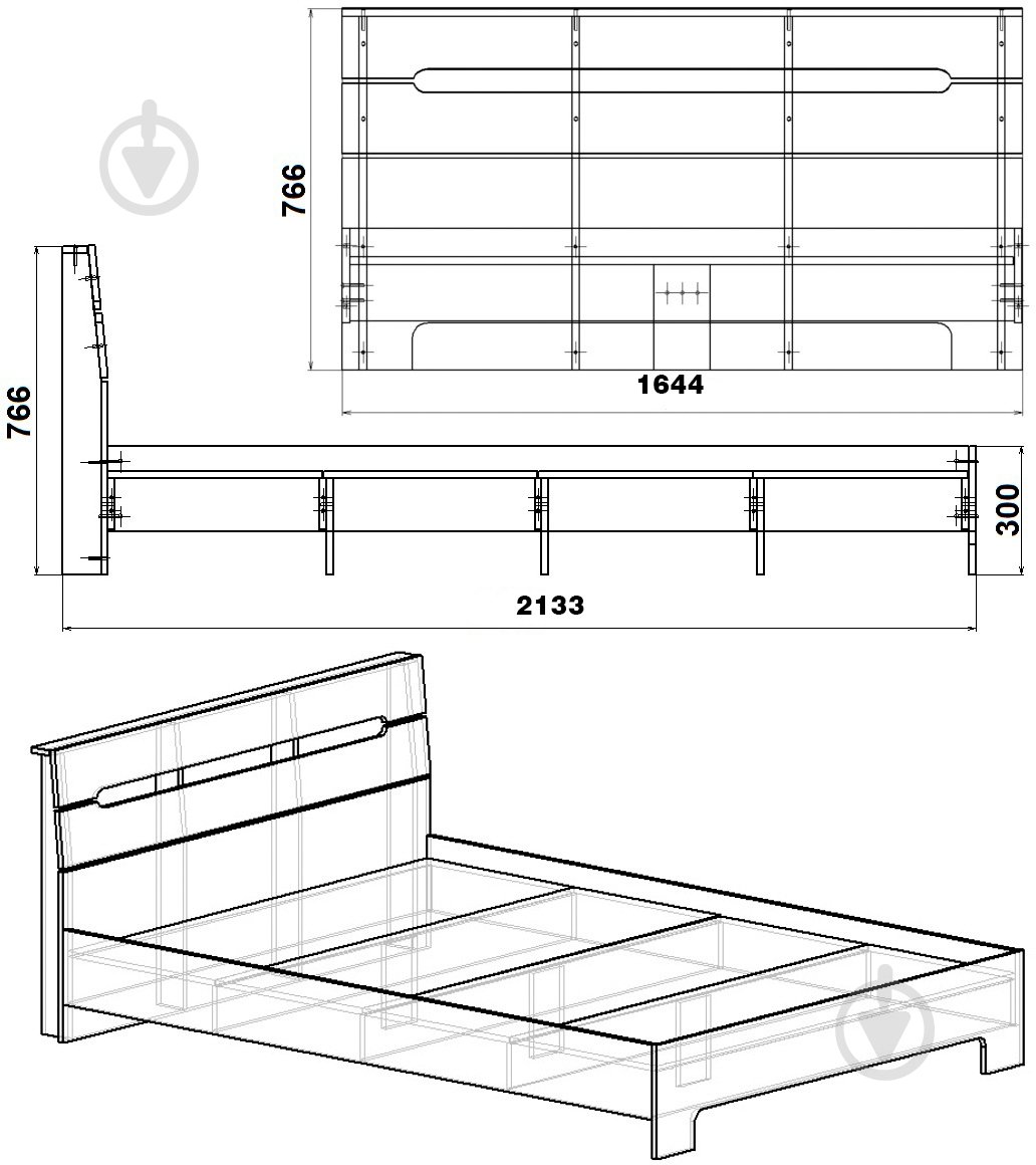 Ліжко Компаніт Стиль-160 160x200 см горіх екко - фото 2