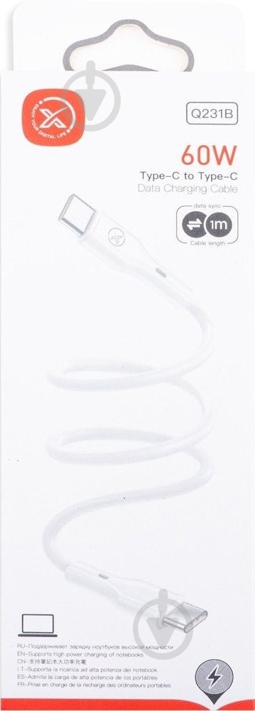 Кабель Xo Rock Series Type-C to Type-C 60W 1 м білий (NBQ231B_White) - фото 2 Кабель Xo Rock Series Type-C to Type-C 60W 1 м білий (NBQ231B_White) - фото 2