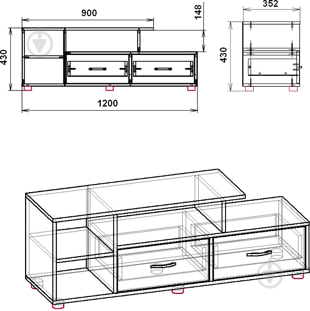 Подставка для ТВ Компанит Винница венге - фото 2 Подставка для ТВ Компанит Винница венге - фото 2