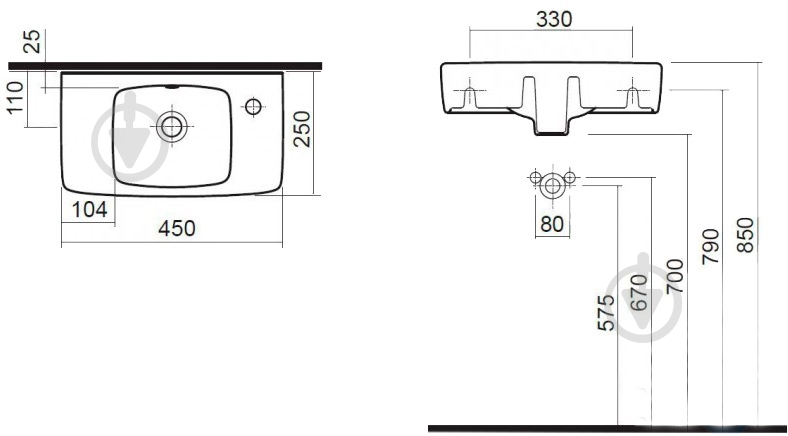 Умывальник Kolo Nova Pro 45 см M32247000 - фото 2