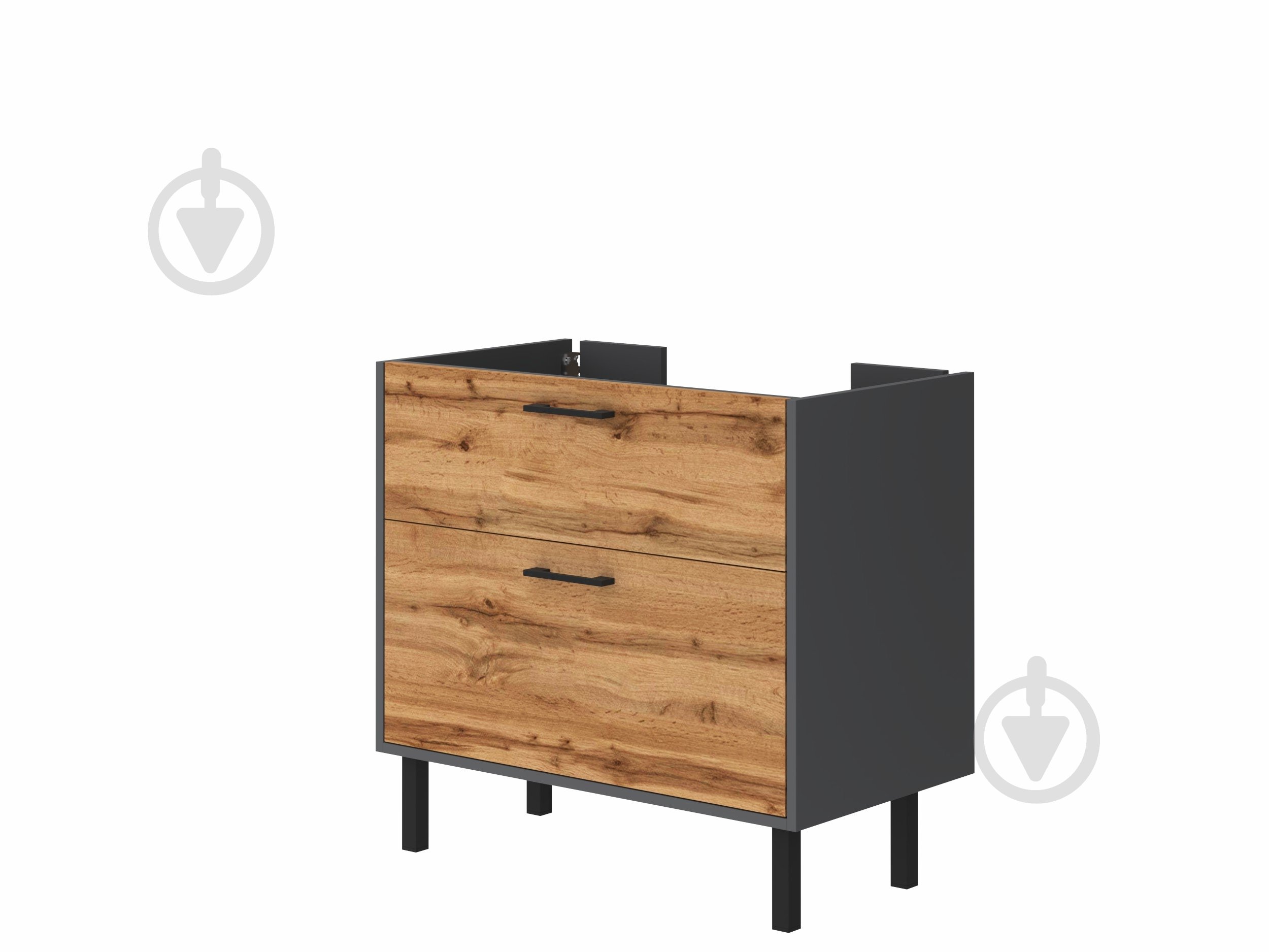 Тумба ЮВЕНТА Afina 80 см антрацит + Дуб Вотан під стільницю або умивальник Piedra 80 - фото 2