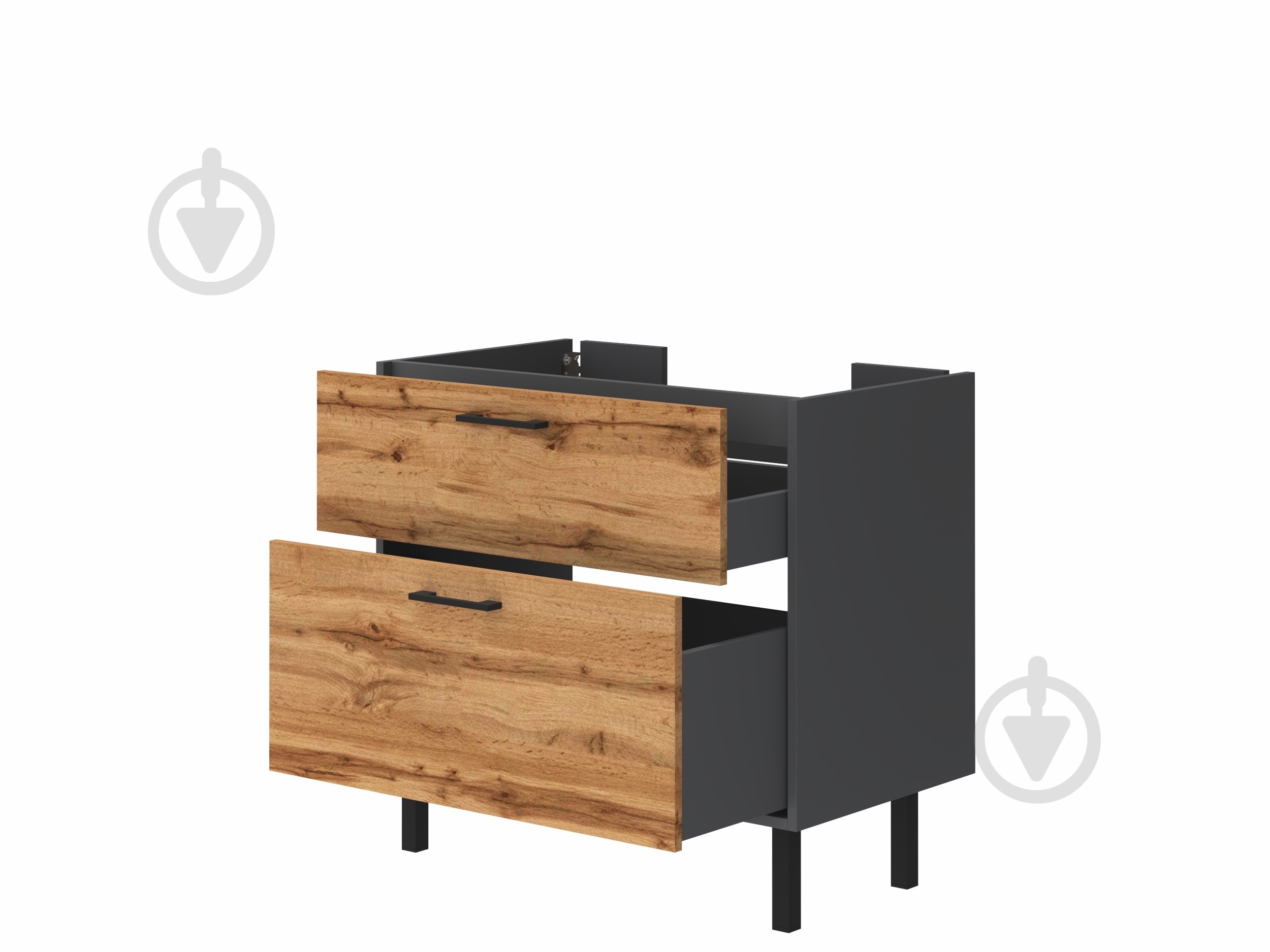 Тумба ЮВЕНТА Afina 80 см антрацит + Дуб Вотан під стільницю або умивальник Piedra 80 - фото 3