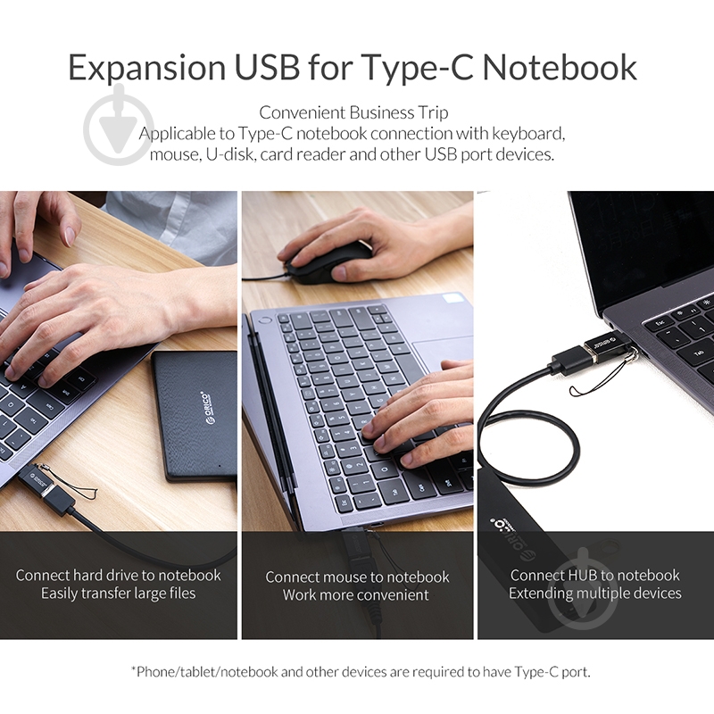 Адаптер Orico Type-C - USB3.0 CBT-UT01-BK-BP black (CA913398) - фото 10