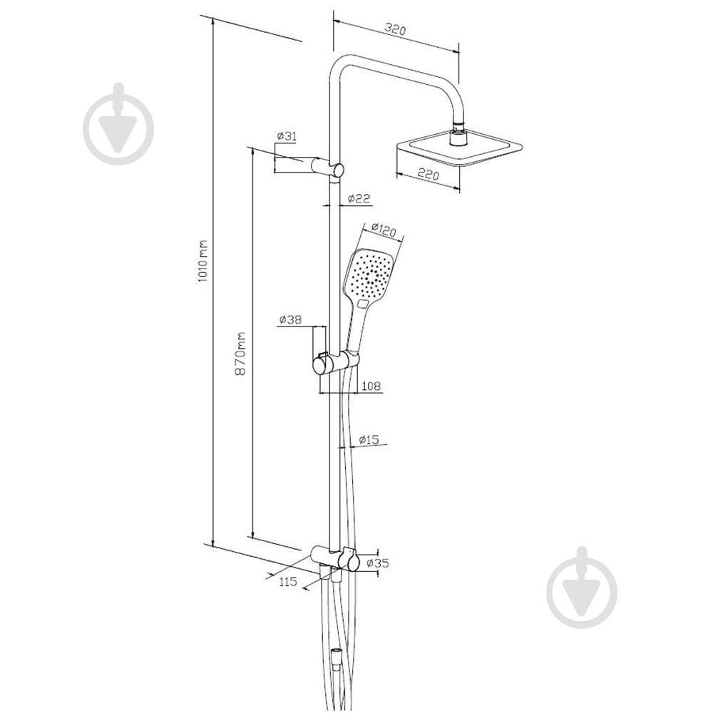 Душова система Damixa Origin Evo 978200300 - фото 7 Душова система Damixa Origin Evo 978200300 - фото 7