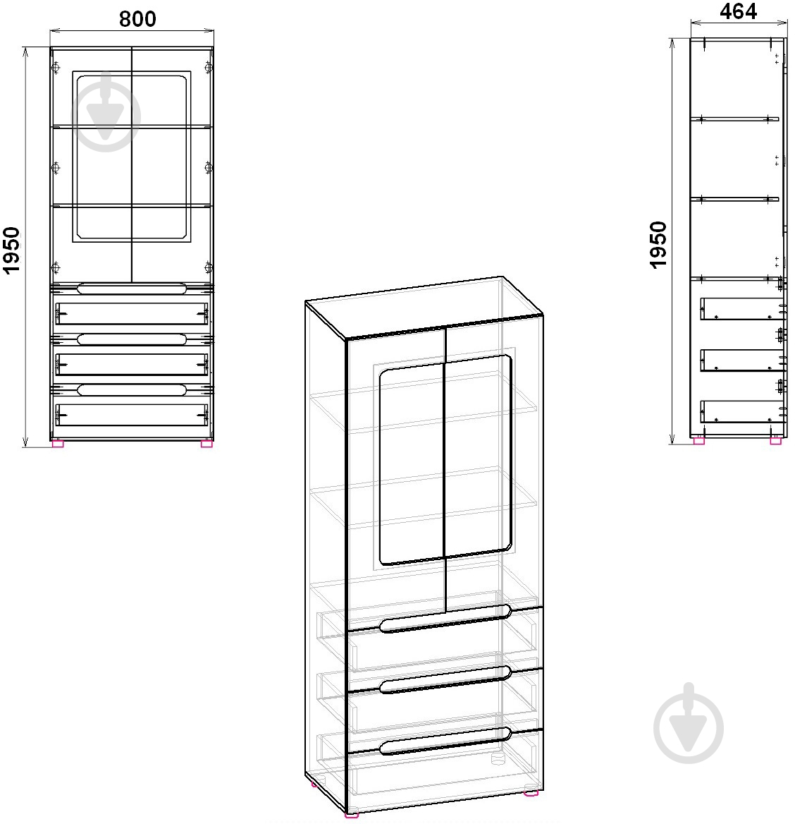 Шкаф Компанит МС-21 МДФ дуб сонома - фото 2 Шкаф Компанит МС-21 МДФ дуб сонома - фото 2