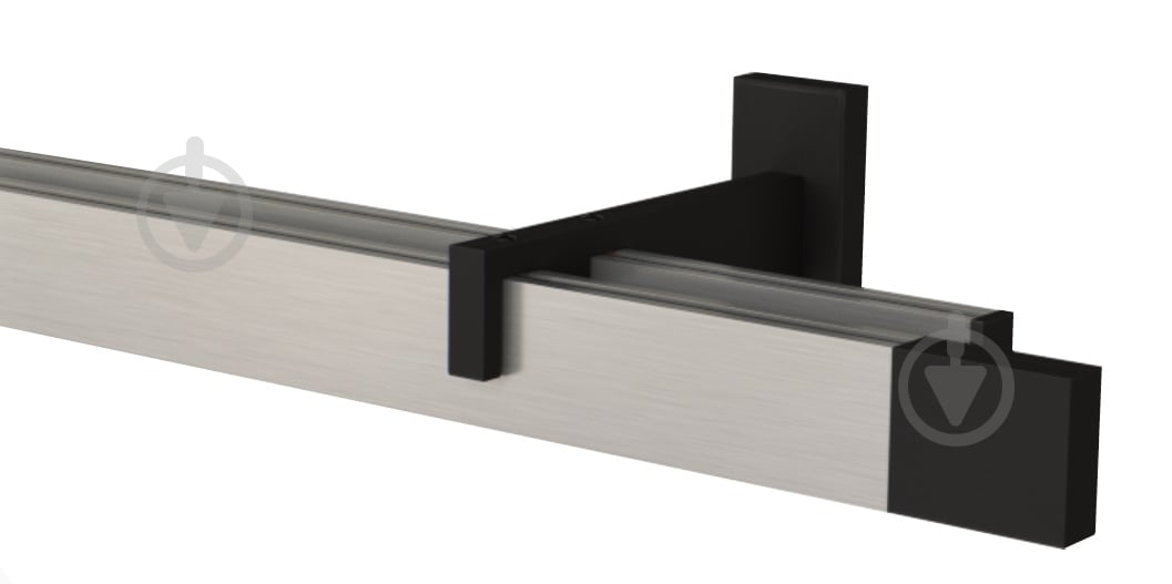 Комплект карниза Quadrum SQUARE двойной 14/160 см черный/сталь профиль с черными крючками - фото 2