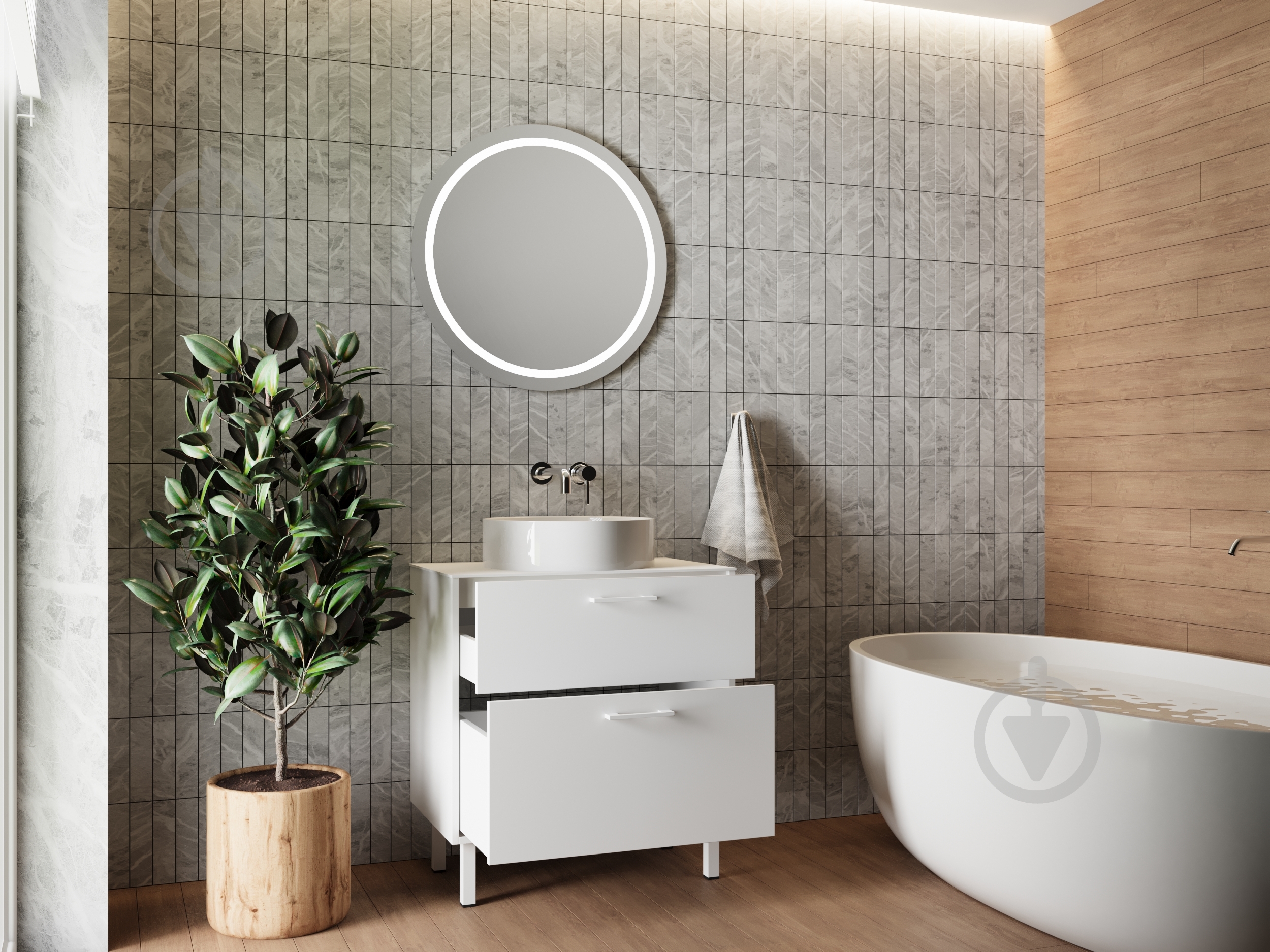 Тумба ЮВЕНТА Afina 70 см Белая под столешницу или умывальник Piedra 70 - фото 5