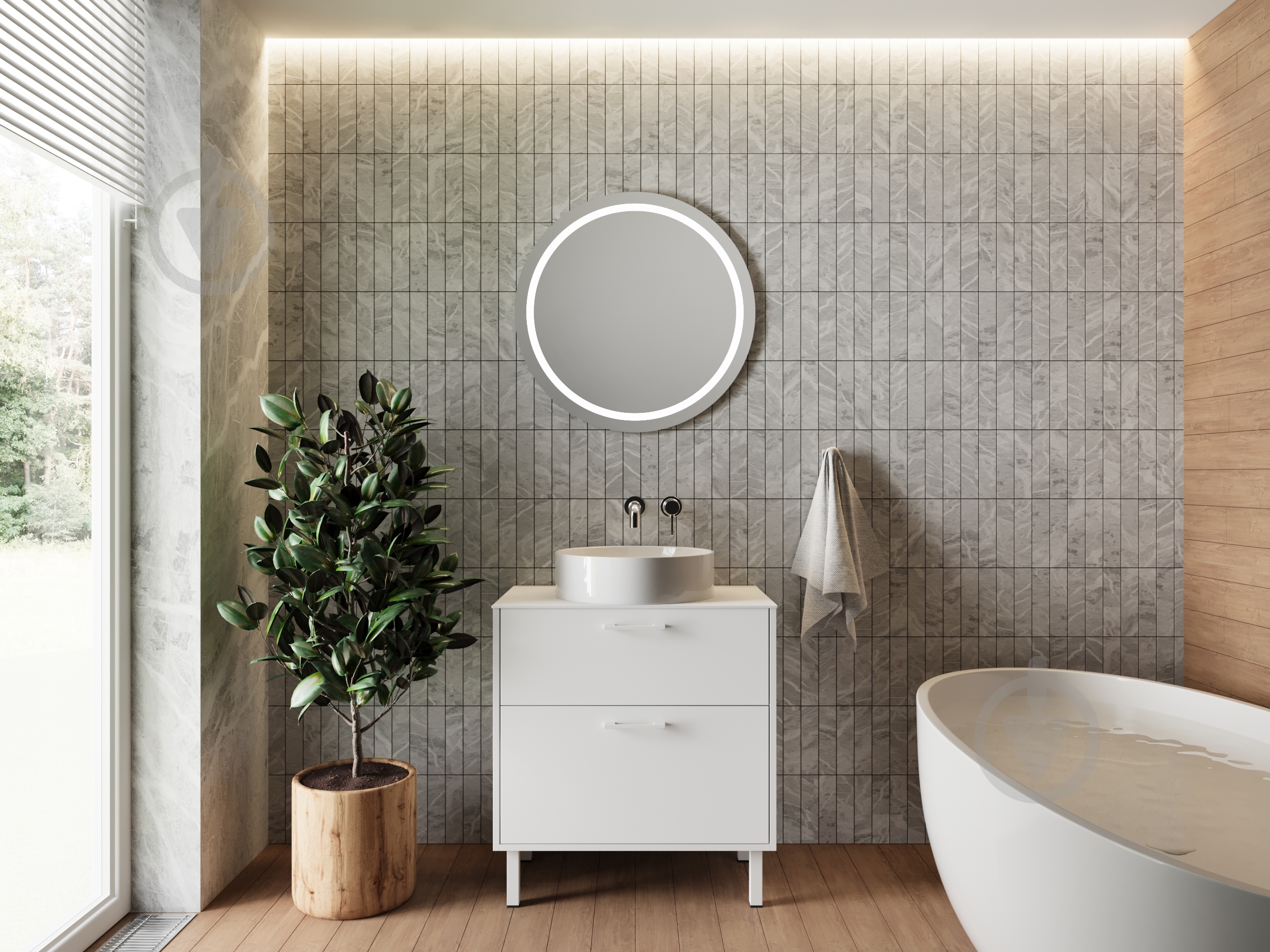 Тумба ЮВЕНТА Afina 70 см Белая под столешницу или умывальник Piedra 70 - фото 6