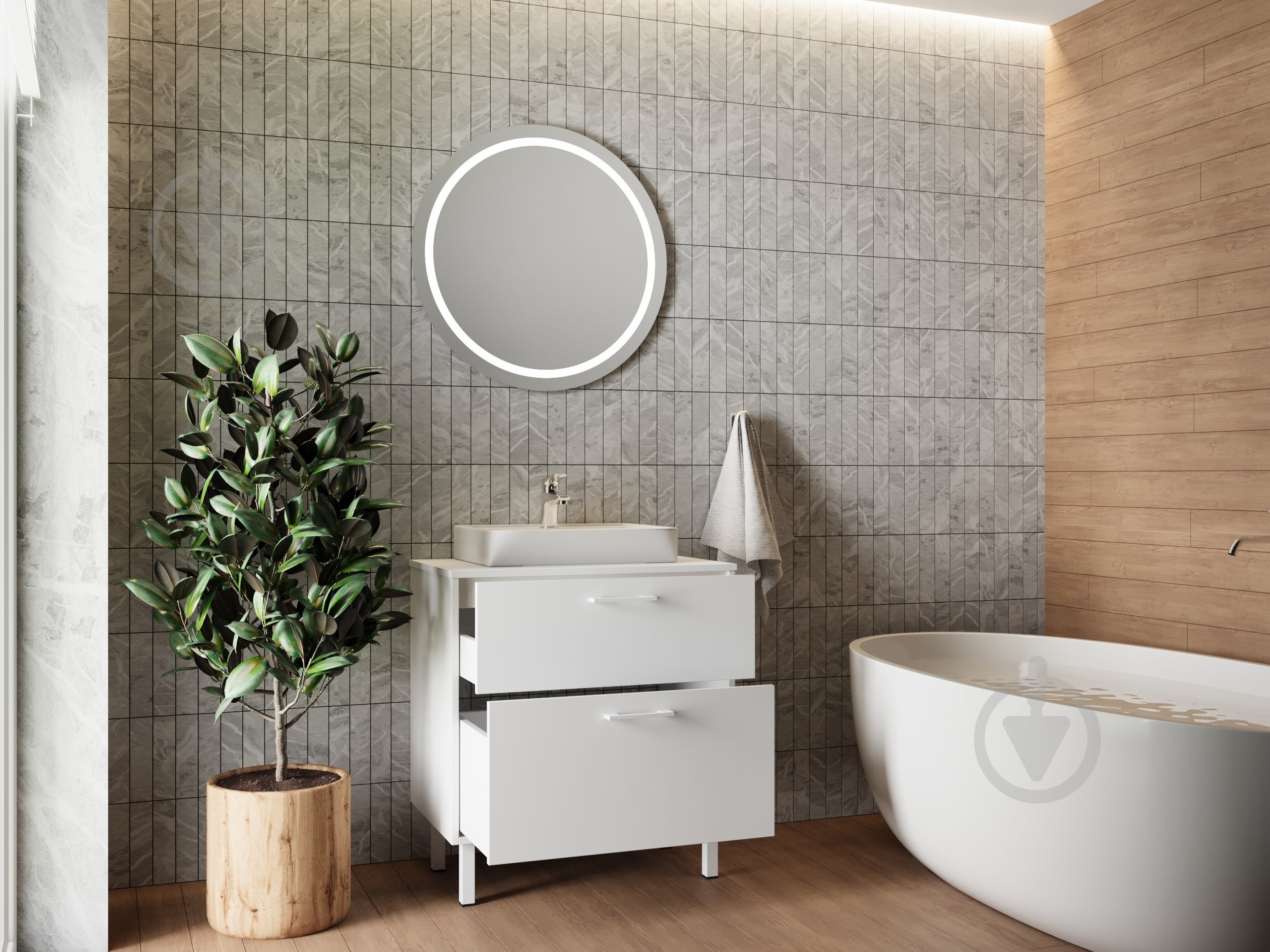 Тумба ЮВЕНТА Afina 70 см Белая под столешницу или умывальник Piedra 70 - фото 10