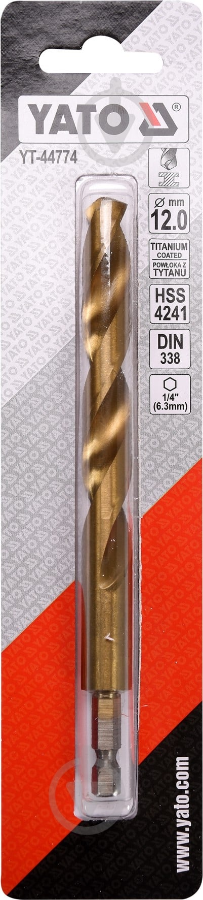 Сверло по металлу YATO HSS-ТІN 12 мм 1 шт. YT-44774 - фото 3