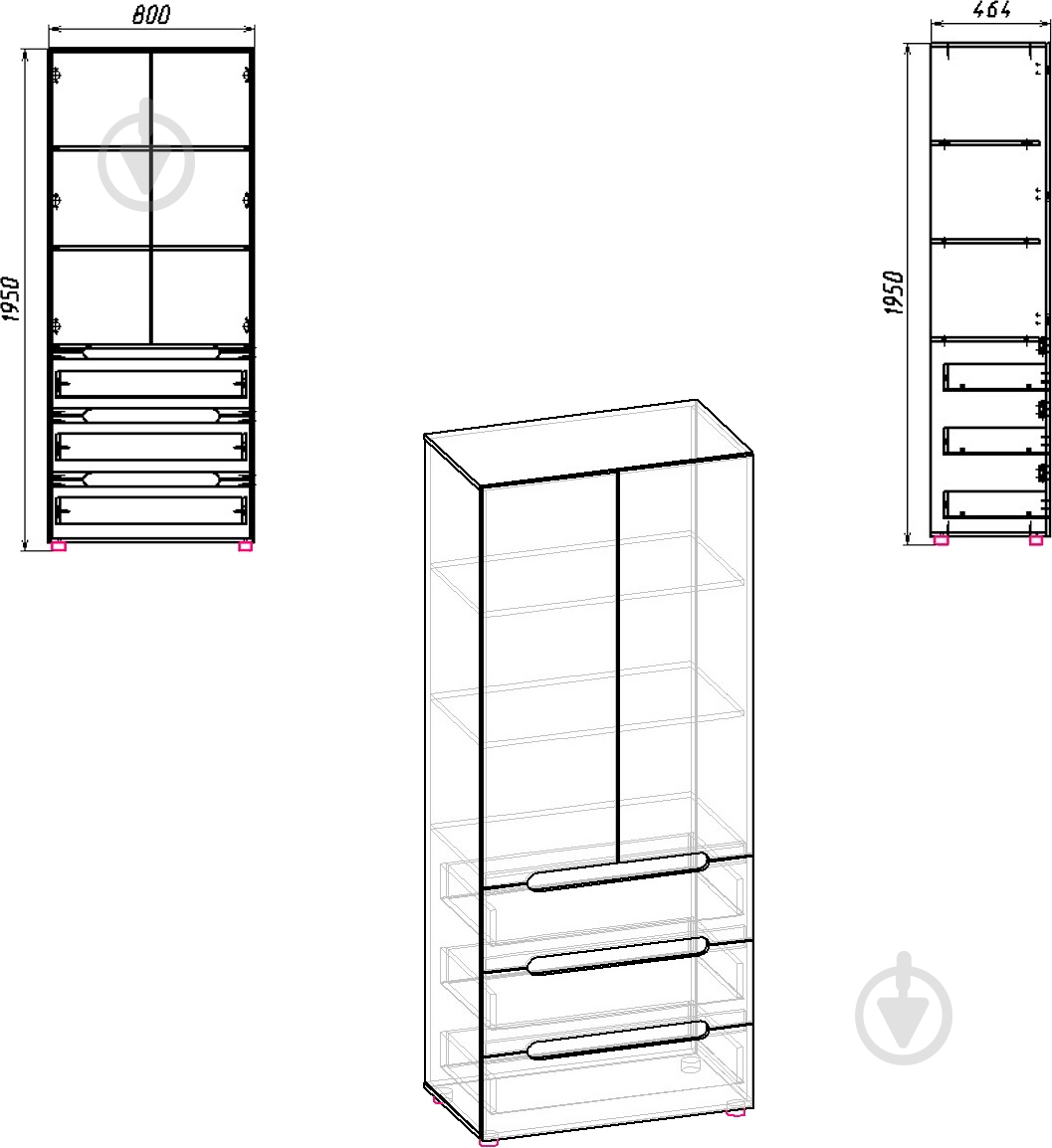 Шкаф Компанит МС-22 МДФ нимфея альба - фото 3