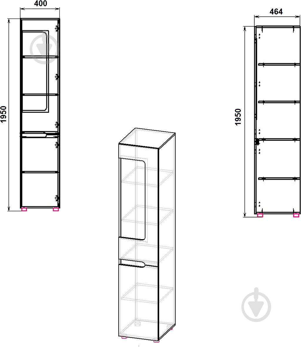 Шкаф Компанит МС-24 правый дуб сонома - фото 2 Шкаф Компанит МС-24 правый дуб сонома - фото 2