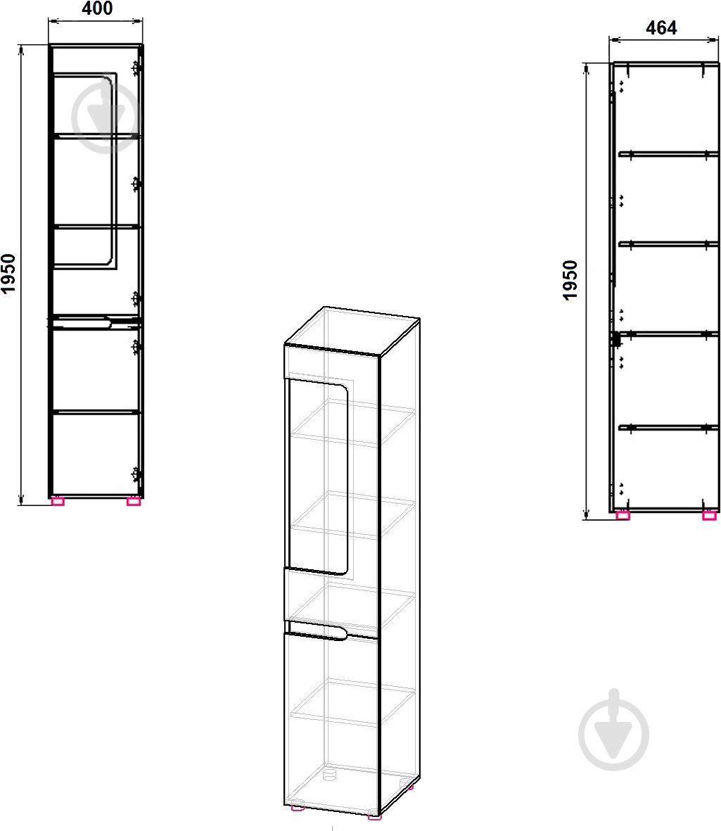Шкаф Компанит МС-24 МДФ правый дуб сонома - фото 2