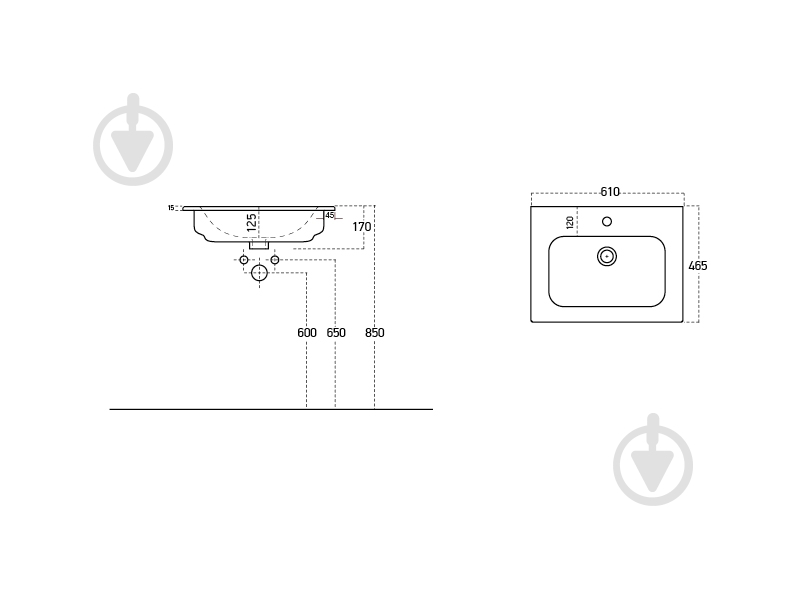 Умывальник мебельный ЮВЕНТА "Piedra - 60" - фото 10